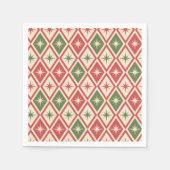 Mid Century Christmas Atomic Stars on diamonds  スタンダードカクテルナプキン (正面)