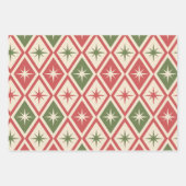 Mid Century Christmas Atomic Stars on diamonds  ラッピングペーパーシート (正面2)