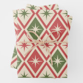 Mid Century Christmas Atomic Stars on diamonds  ラッピングペーパーシート (インサイチュ)