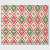 Mid Century Christmas Atomic Stars on diamonds ラッピングペーパー (フラット)