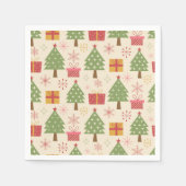 Mid Century Christmas Atomic Trees with Snowflakes スタンダードカクテルナプキン (正面)
