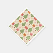 Mid Century Christmas Atomic Trees with Snowflakes スタンダードカクテルナプキン (角)