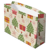 Mid Century Christmas Atomic Trees with Snowflakes ラージペーパーバッグ (裏面アングル)