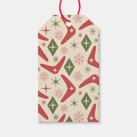 Mid Century Christmas Boomerangs with Diamonds ギフトタグ (正面)
