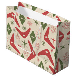 Mid Century Christmas Boomerangs with Diamonds  ラージペーパーバッグ
