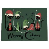Mid Century Christmas Cats Atomic 50s Style ラージペーパーバッグ (正面)