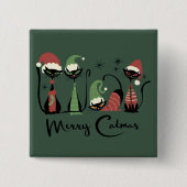 Mid Century Christmas Cats Atomic 50s Style 缶バッジ (正面)