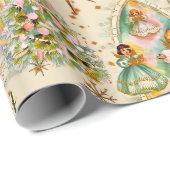 Mid Century Christmas Pastel Angels Wrapping Paper ラッピングペーパー (ロールコーナー)