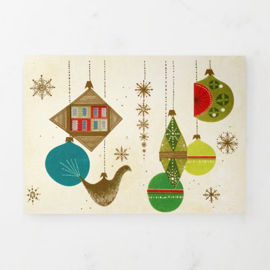 Mid-Century Christmas Retro-Glam 三つ折りクリスマスカード (カバー)