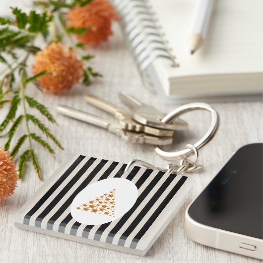 Mid century christmas tree with Golden star キーホルダー (正面右)