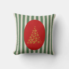 Mid century christmas tree with Golden star クッション