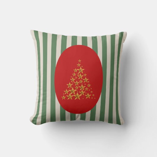 Mid century christmas tree with Golden star クッション (正面)