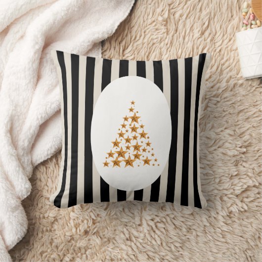 Mid century christmas tree with Golden star クッション (ブランケット)