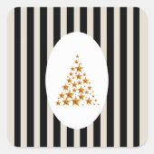 Mid century christmas tree with Golden star スクエアシール (正面)