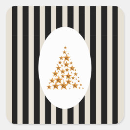 Mid century christmas tree with Golden star スクエアシール