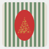 Mid century christmas tree with Golden star スクエアシール (正面)