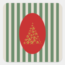 Mid century christmas tree with Golden star スクエアシール