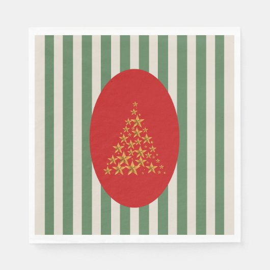 Mid century christmas tree with Golden star スタンダードランチョンナプキン (正面)