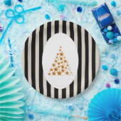 Mid century christmas tree with Golden star ペーパープレート (パーティー)