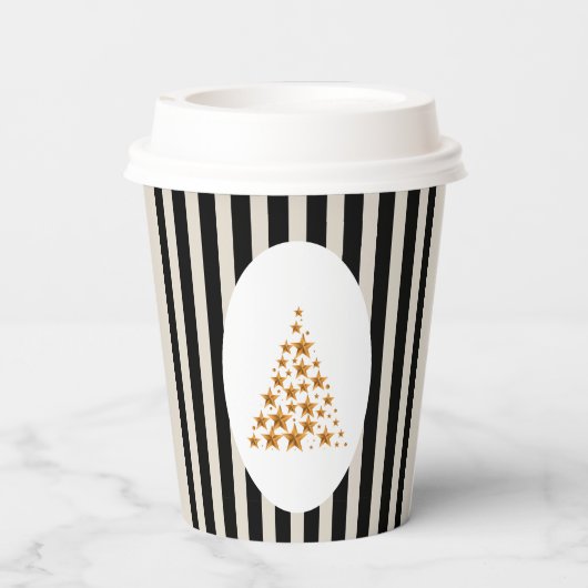 Mid century christmas tree with Golden star 紙コップ (裏面)