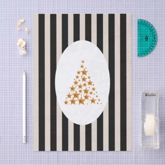 Mid century christmas tree with Golden star 薄葉紙 (クラフト)