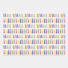 Mid Century Christmas Trees Multi Color ラッピングペーパーシート