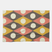 Mid Century Circles on Terracotta Mustard Diamonds キッチンタオル (横)