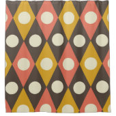 Mid Century Circles on Terracotta Mustard Diamonds シャワーカーテン (正面)