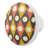 Mid Century Circles on Terracotta Mustard Diamonds セラミックノブ (右)