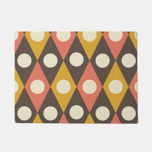Mid Century Circles on Terracotta Mustard Diamonds ドアマット (正面)