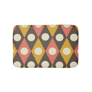 Mid Century Circles on Terracotta Mustard Diamonds バスマット