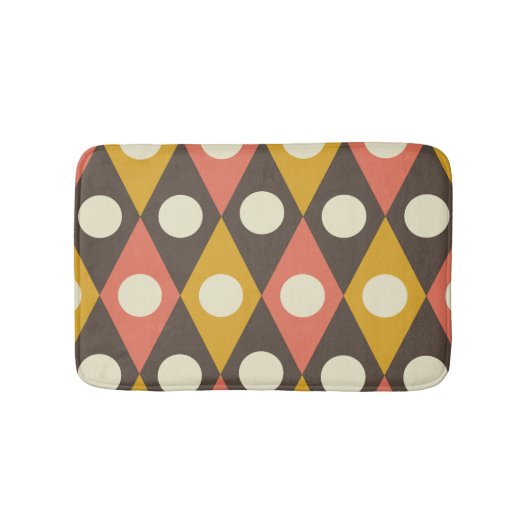 Mid Century Circles on Terracotta Mustard Diamonds バスマット (正面)