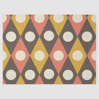 Mid Century Circles on Terracotta Mustard Diamonds 薄葉紙