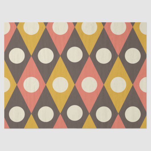 Mid Century Circles on Terracotta Mustard Diamonds 薄葉紙 (正面)