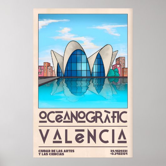 Mid-Century Coastal Art Print, Valencia ポスター (正面)