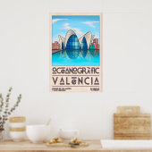 Mid-Century Coastal Art Print, Valencia ポスター (キッチン)
