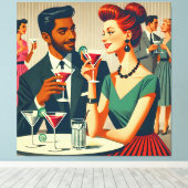 Mid Century Cocktail Party Couples - First Date キャンバスプリント (インサイチュ (ウッドフロア))
