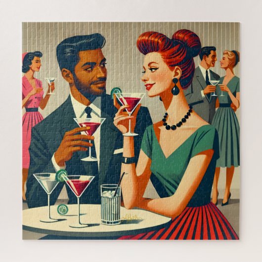 Mid Century Cocktail Party Couples - First Date ジグソーパズル (縦)
