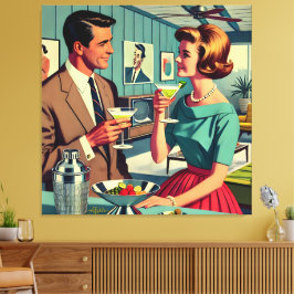 Mid Century Cocktail Party Couples - House Warming キャンバスプリント