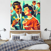 Mid Century Cocktail Party Couples - Mi Amor キャンバスプリント (インサイチュ (寝室))