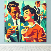 Mid Century Cocktail Party Couples - Mi Amor キャンバスプリント (インサイチュ (ウッドフロア))