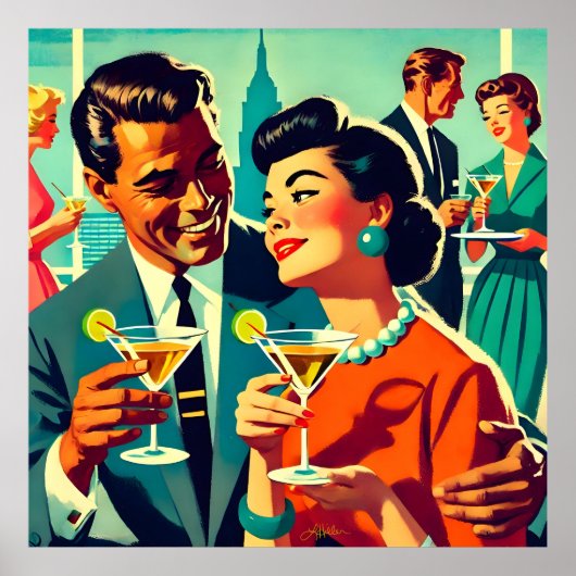 Mid Century Cocktail Party Couples - Mi Amor ポスター (正面)
