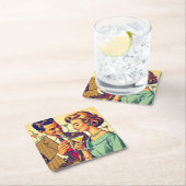 Mid Century Cocktail Party Couples - Temptation スクエアペーパーコースター (インサイチュ)