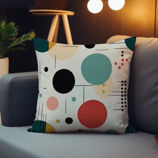 Mid century colorful geometric pattern クッション