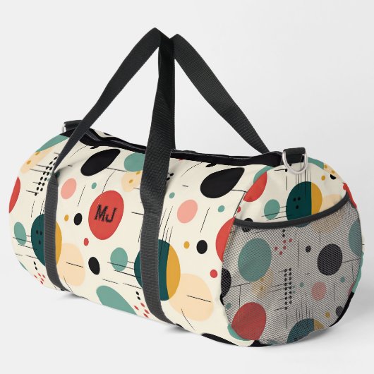 Mid century colorful geometric pattern ダッフルバッグ (右コーナー)