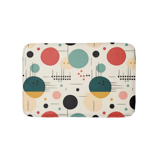 Mid century colorful geometric pattern バスマット (正面)
