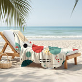 Mid century colorful geometric pattern ビーチタオル