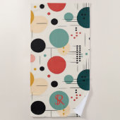 Mid century colorful geometric pattern ビーチタオル (正面)