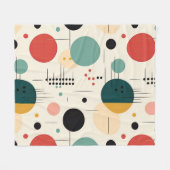Mid century colorful geometric pattern フリースブランケット (正面(横))