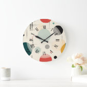 Mid century colorful geometric pattern ラージ壁時計 (ホーム)